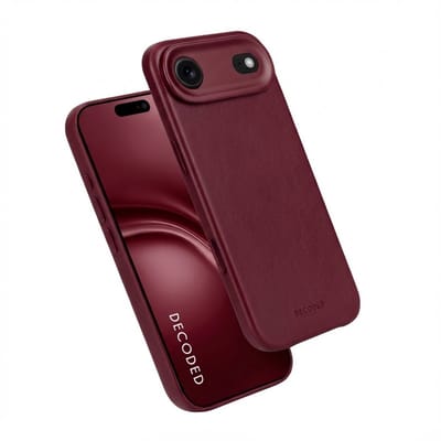 DECODED Leren Hoesje voor iPhone 17 Air - Premium ECCO Leer - Geschikt voor MagSafe - 1,2 Meter Valbescherming - Camerabescherming - Krasbestendig - Metalen Knoppen - Rood