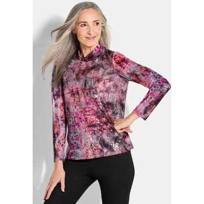 Jersey shirt met glansdetails - bessen / gedess. - Gr. 40 van Goldner Fashion