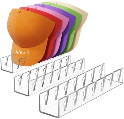 longziming -Cap Organizer - Pettenhouder - Cap Rack - Ruimtebesparend Ontwerp - Zonder Montage Nodig - Transparant Kunststof - Moderne Stijl - Beschermt Petvorm - 3 Stuks