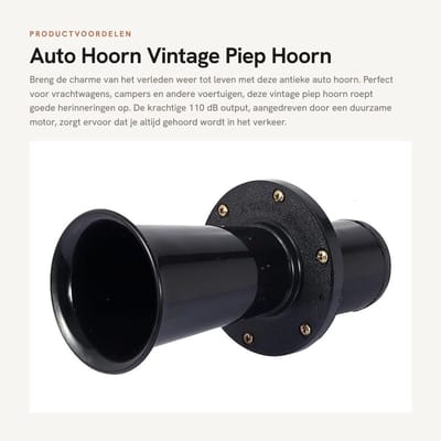 Dailygoods- Autohoorn 110 dB - Antieke Hoorn - 12V Claxon - Vrachtwagen Hoorn - Eenvoudige Montage - Robuuste Motor