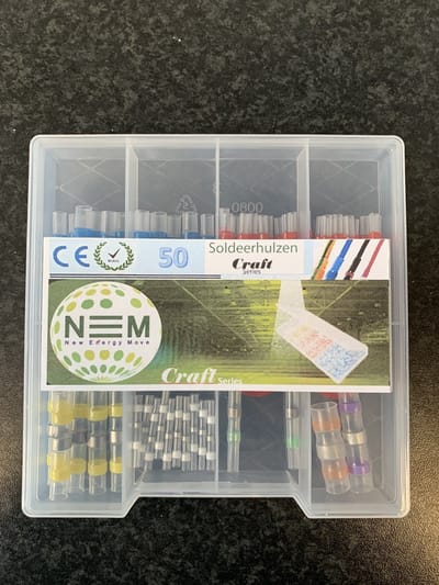 Soldeerhulzen assortimentsdoos 50 stuks - Kabelverbinder - Kabelbinder - Kabelschoenen - Krimpkous - Soldeer - Kabelhuls - Soldeertin - Draad connector - soldeerverbinding