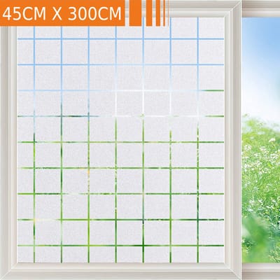 Simple Fix Raamfolie - 45cm x 300cm - Decoratiefolie - Plakfolie - Zelfklevend - Statisch - Privacy Verhogend - Zonwerend - Anti Inkijk - Geruit Patroon