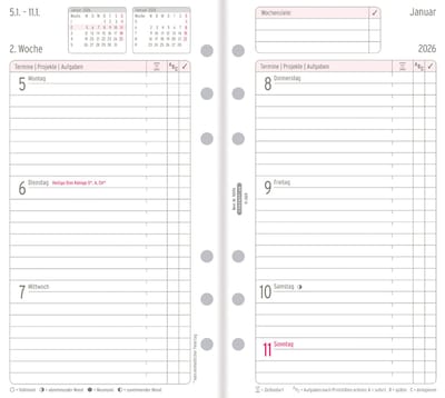 CHRONOPLAN Weekplanner 2026, 1 week/2 pagina's, Midi, Kolommen