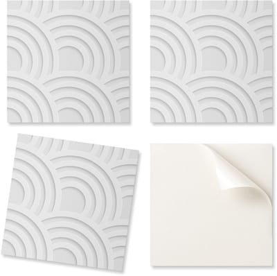 Kant-en-klare set bedrukte vinyltegels met golvend patroon op een achtergrond van 9x30x30 cm