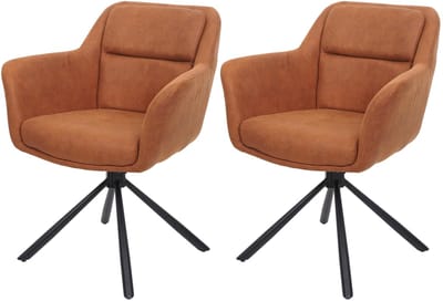 Set van 2 eetkamerstoelen MCW-K33, keukenstoel, draaibare autostoel, stof MVG ~ suède look bruin