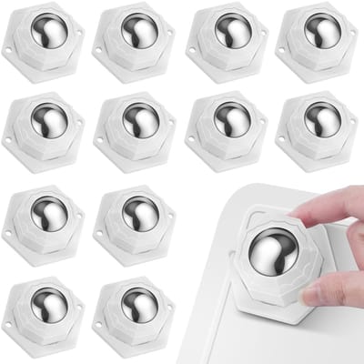 12 stuks kogelwielen, meubelwielen, voor zware belasting, 360° draaibare wielen, zelfklevende en schroefinstallatie, zwenkwielen, rubberen wielen, meubelwielen voor transport van meubels