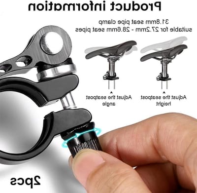Set van 2 Fietszadel Klemmen met Snelle Ontgrendeling van Aluminium Legering 27.2/28.6mm voor Fietsen