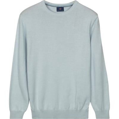 Baileys Trui Crew Neck Solid Color Cotton Knit Soft Blue / male