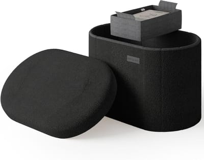 Opberg Poef - Voetenbankje - Woonkamer Organisatie - Afneembare Opbergbak - 45 cm - Zwart