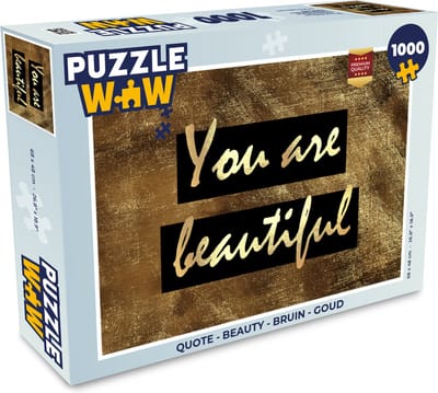 Puzzel Quote - Beauty - Bruin - Goud - Legpuzzel - Puzzel 1000 stukjes volwassenen