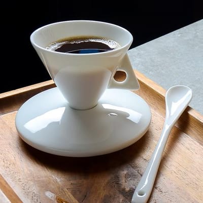 Bone china hand gezette koffiekopjes en schoteltjes set met lepel espresso deel ins stijl persoonlijkheid kleine kop verfijnd hogeWaarde voor Huis 50ml gray