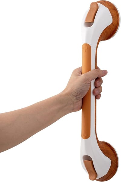 Veiligheidshandgrepen voor de badkamer - 43 cm lange zuignap handgrepen voor ouderen, max. 110 kg draagvermogen, ideaal voor senioren en gehandicapten met houtlook