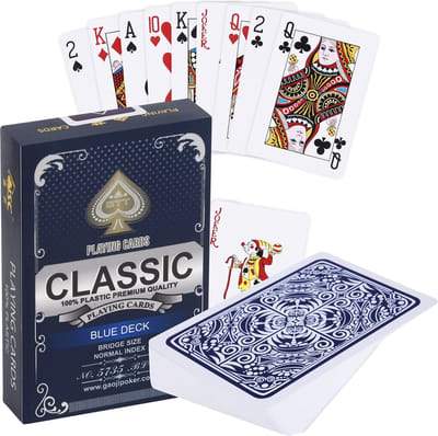 (1x) Plastic kaartspel | 100% Plastic | Waterdicht | Bridge formaat | Dun, glad & flexibel | BLAUW
