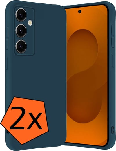 Hoes - 2 Stuks - Geschikt voor Samsung Galaxy S25 - Sterk & Shockproof - Case Siliconen - Back Cover - Telefoon Hoes - Donkerblauw