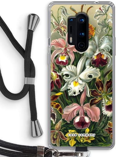 Case Company® - Hoesje met koord geschikt voor OnePlus 8 Pro hoesje met Koord - Haeckel Orchidae - Telefoonhoesje met Zwart Koord - Bescherming aan alle Kanten en Over de Schermrand
