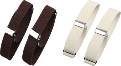 Sorprese Mouwophouder 2 Sets - Sleeve Holder - Mouwophouders Dames Heren - 4 Stuks - 2x Donkerbruin - 2x Crème