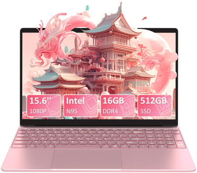 Auusda T152A - 15.6 inch roze laptop - N95 processor, 16GB RAM, 512GB NVMe SSD - Full HD scherm - Backlit toetsenbord - Vingerafdruksensor - WIFI5