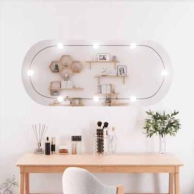 Wandspiegel LED - Spiegel ovaal Decoratie spiegel - Make-up aanbrengen - Verstelbare kleurmodi - 45x100 cm - Glas