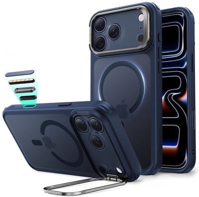 ESR Hoesje Geschikt voor iPhone 17 Pro - Classic Hybrid HaloLock Stand - Compatibel met MagSafe & Qi2 - Back Cover met Standaard - Camera Kickstand - Camera Control - Blauw