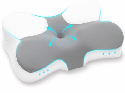 AHD® Hoofdkussen Nekklachten - Hoofdkussen - Ergonomisch Hoofdkussen - Wit/Grijs - 60cm x 36cm x 13cm