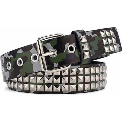 Camouflage Klinknagel Riem Unisex Mode Casual All-match Jeans Accessoires Tailleband Goth Retro Punk Hip Hop Meisje Tailleband 110cm black