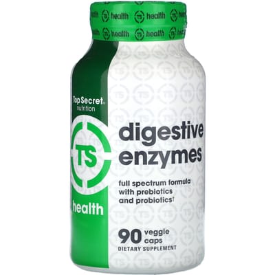 Top Secret Voeding, Gezondheid, Spijsverteringsenzymen, 90 Plantaardige Capsules