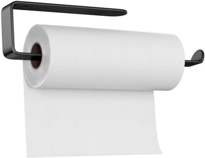 QTTVBTNA - Keukenpapierhouder - Rollenhouder - Wandmontage - Papierrolhouder - Voor Keuken & Badkamer - Inclusief Montagekit - Boor/Plak Installatie - 29.5cm - Zwart - 1 Stuk