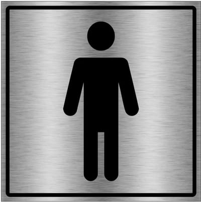 Heren toilet bordje - gecoat brushed aluminium | 10 x 10 cm