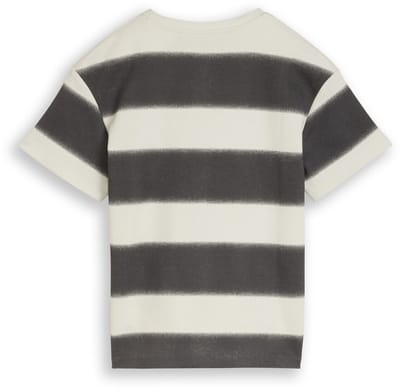 Tom Tailor - Oversized T-shirt met wafelstructuur - Maat 152 - grey off white sprayed stripe