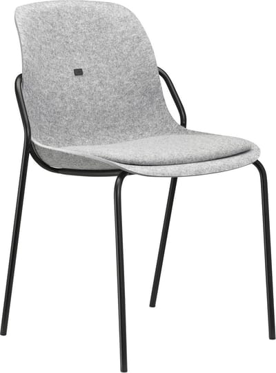 Felt Fine - PET Stoel Lichtgrijs - Zwart Frame - 100% recycle plastic en staal - Zitting Grijs (Fair Furniture Group – Nederlands Familiebedrijf)