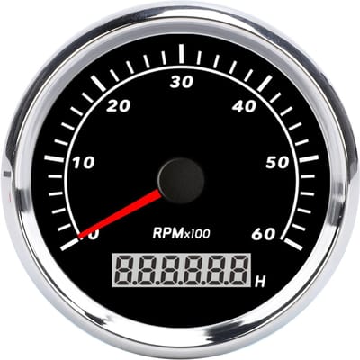 Toerenteller Wijzer en LCD Digitaal Display 85mm Stapmotor RPM Meter met Verlicht Zwart Wijzerplaat Zilveren Rand voor Auto gray