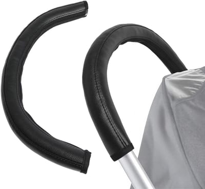 2 stuks Handvattenbeschermers voor kinderwagens, beschermhoezen voor kinderwagens, handvattenbeschermers van PU-leer, kinderwagenaccessoires, zwarte leren hoezen