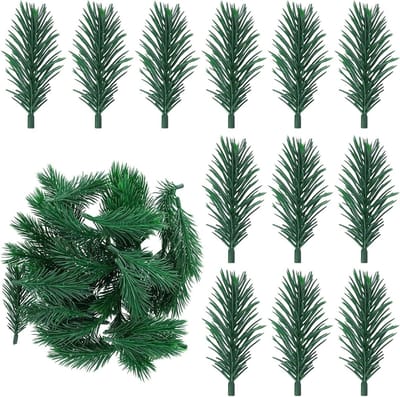 Decoratieve Kunstmatige Dennentakjes - 50 Stuks Groene Takken van 6 cm voor Kerstdecoratie, DIY Projecten en Adventskrans Versiering