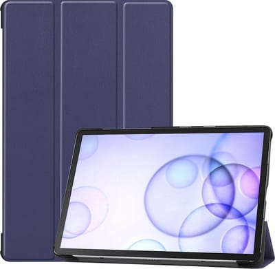 Hoesje - Geschikt voor Samsung Galaxy Tab S6 - Dun & Stevig - Hardcover Book Case - Trifold Bookcase Hoes - Hard Cover - Tablethoes - Donkerblauw
