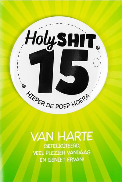 Shit wat een superleuke button | Wenskaart | 15 jaar