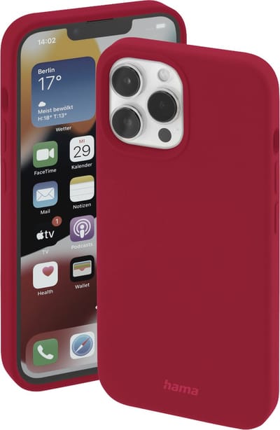 Hama MagCase Finest Feel Pro Cover Hoesje geschikt voor iPhone 14 Pro - Compatibel met Magsafe - Zijdezacht afwerking - Krasbestendig - Rood