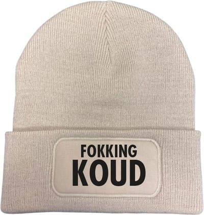Fokking koud wintermuts almond | zwart - soBAD. | Wintersport| Après ski outfit Warme Muts voor Volwassenen | Heren en Dames Beanie