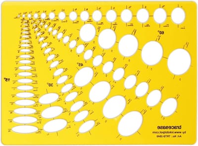 Geometrisch Ellips Sjabloon - Tekensjabloon Liniaal - Nauwkeurig Tekenen - Transparant Plastic - 292 x 215 cm - Doorzichtig