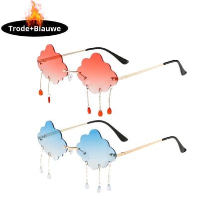 Livano - Festival Bril - Rave - Space - Techno - Freaky Glasses - Heren - Dames - Zonnebril - Rood + Blauw