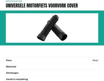 Dailygoods- Voorvork Cover Schokdempende Stofkap - Universele Motorfiets - Gators/Laarzen - 205x42mm - Set van 2 - Hoge kwaliteit - Motorfietslaarzen