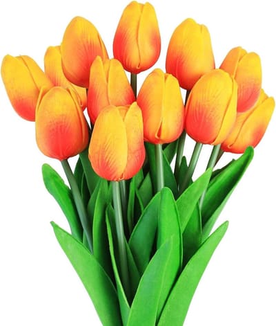 JGS Premium - 12 stuks Real Touch tulpen bloemen - Decoratieve kunstmatige tulpen - Realistische nepbloemen - Slaapkamer feest bruiloft decoratie
