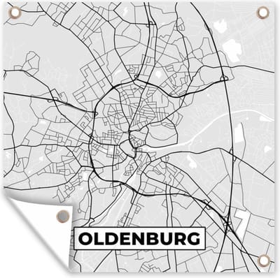 Tuin poster Kaart - Stadskaart - Duitsland - Oldenburg - Plattegrond - 200x200 cm - Tuindoek