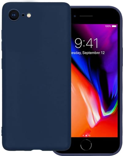 Hoesje - Geschikt voor Apple iPhone 7 - Sterk & Shockproof - Hoes Cover - Siliconen Case - Donkerblauw