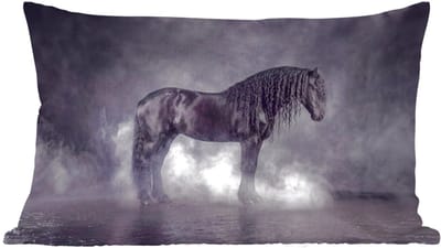 Sierkussens - Kussentjes Woonkamer - 60x40 cm - Paard - Magisch - Zwart