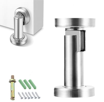 1 stuk - Magnetische deurstopper - Deurstopper voor wand- en vloermontage - Deurstopper van roestvrij staal - Voor binnen- en buitendeuren - Zilver