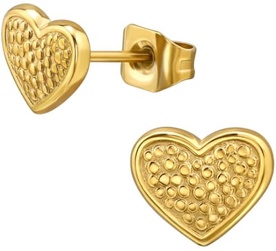 Joy Ibiza - hartje oorbellen - chirurgisch staal - 10 x 6 mm - ip/pvd gold plated