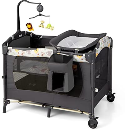 Opvouwbaar 4-in-1 Babybed met Matras en Luiertafel
