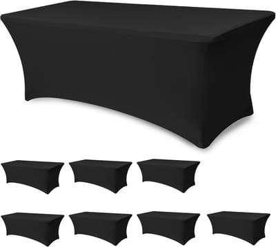 Stretch Tafelhoezen - Elastische Hoezen - Feestelijke Decoratie - Stabiel en Antislip - 8 Stuks 6ft - Zwart