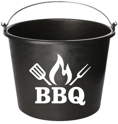 Emmer - BBQ - Cadeau emmer - met tekst - 12 liter - zwart
