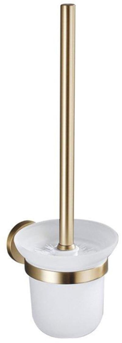 FugaFlow Eccelente Acces Toiletset 3-delig - toiletrolhouder met klep - toiletborstel - handdoekhaak enkel rond - Geborsteld Messing PVD (Goud)